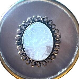 New Artisan Rare Natural Milky Quartz 925 Sterling Silver Oval Beaded Bezel Ring
